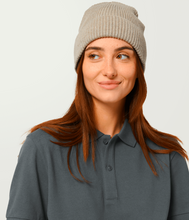 Load image into Gallery viewer, Fisherman Beanie Heather Sand | Embroidered RATION.L Logo R. Organic Beanie