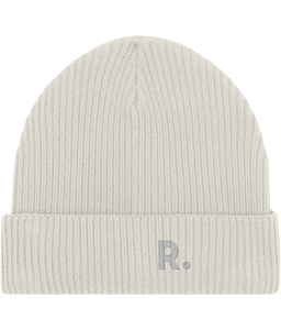 Fisherman Beanie Natural | Embroidered RATION.L Logo R. Organic Beanie