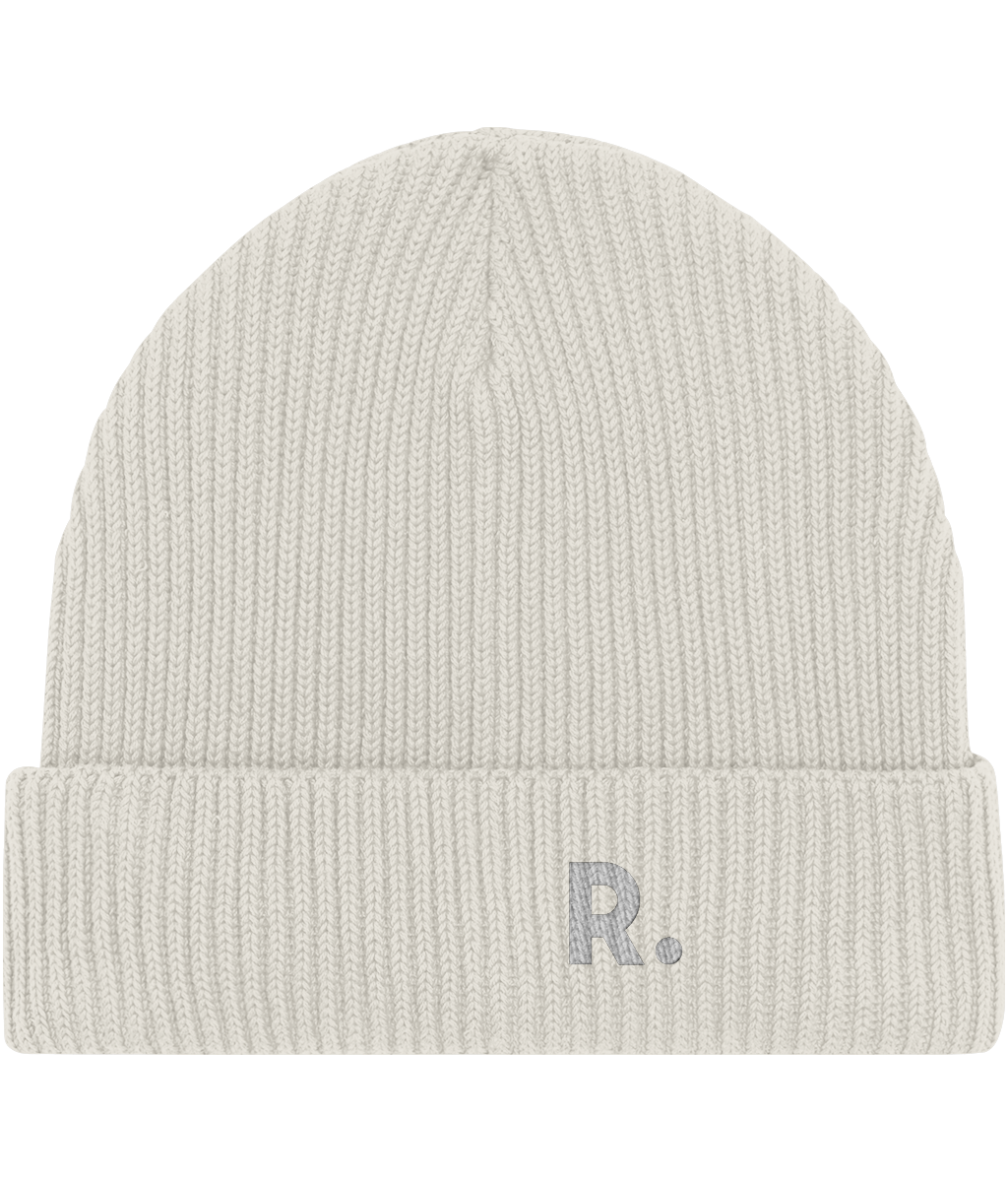 Fisherman Beanie Natural | Embroidered RATION.L Logo R. Organic Beanie