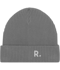 Fisherman Beanie Heather Grey | Embroidered RATION.L Logo R. Organic Beanie