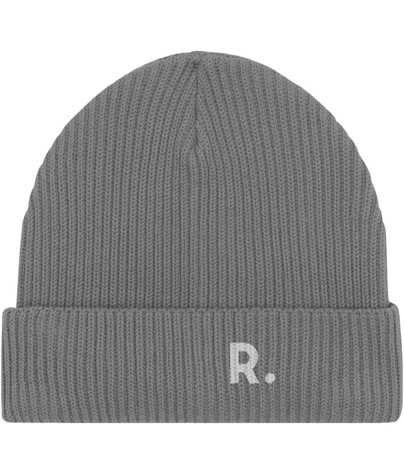 Fisherman Beanie Heather Grey | Embroidered RATION.L Logo R. Organic Beanie