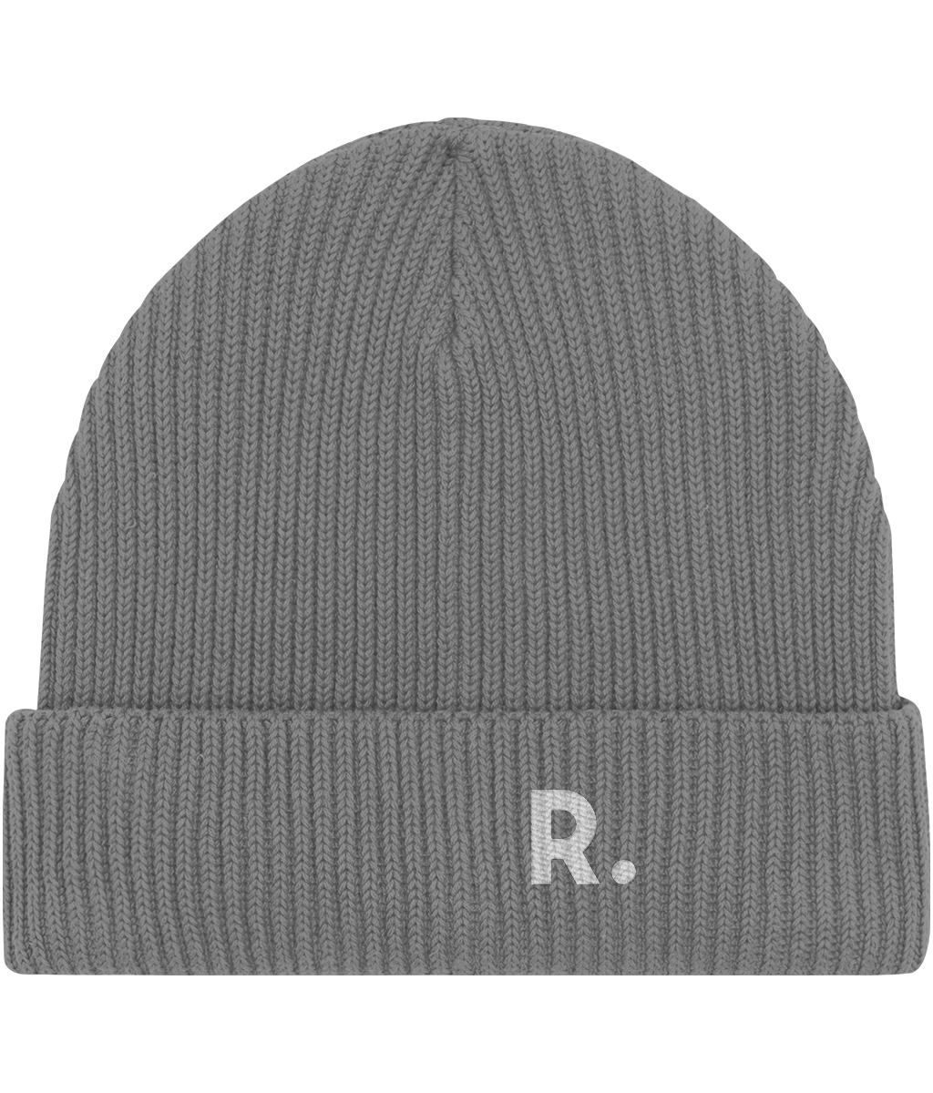 Fisherman Beanie Heather Grey | Embroidered RATION.L Logo R. Organic Beanie